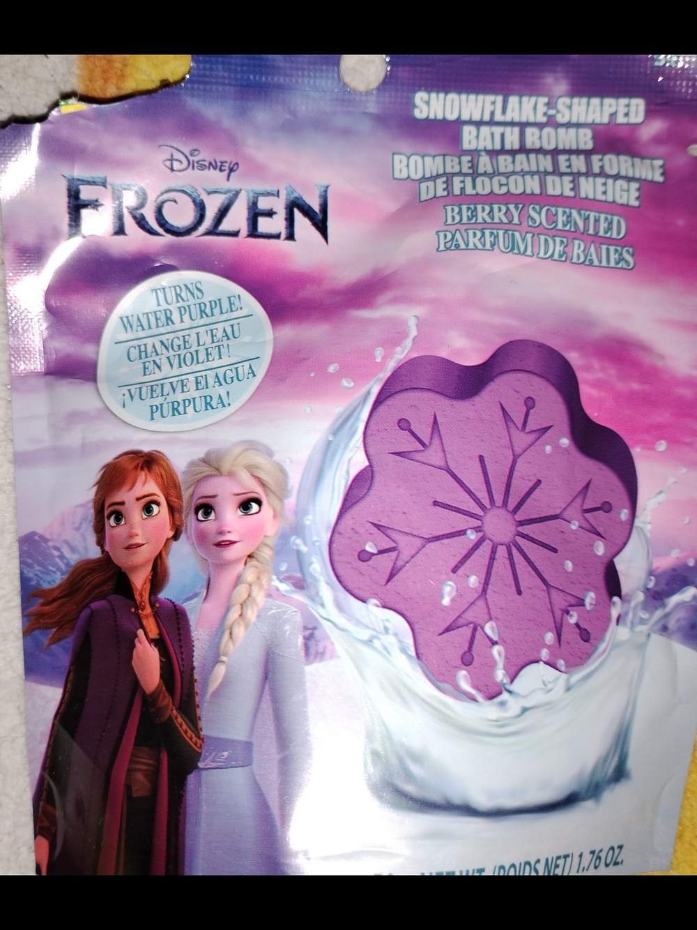 Disney Frozen Purple Snowflake Bath Bomb - Berry Scented
